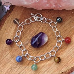 Sterling Silver Chakra Charm Bracelet